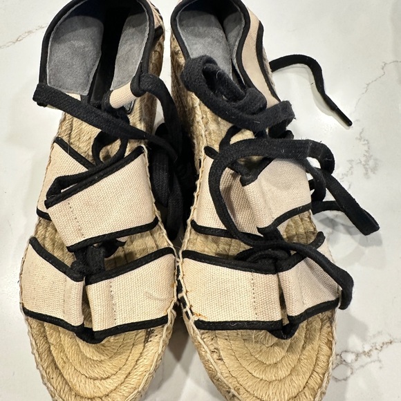 Women's Black and White Wedge Sandals - Picture 5 of 10